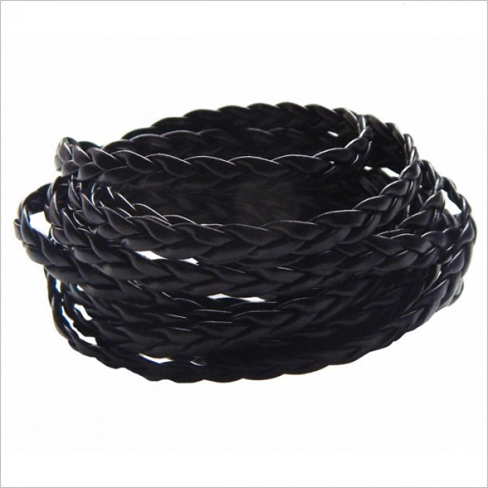 Vrkôčik - imitácia kože 5 mm čierna 0,5 m (2102)